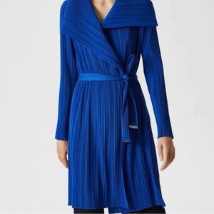 Adolfo Dominguez NWT US 4 EUR 38 Sapphire Blue Fluid Crinkle Jacket Belt Goddess